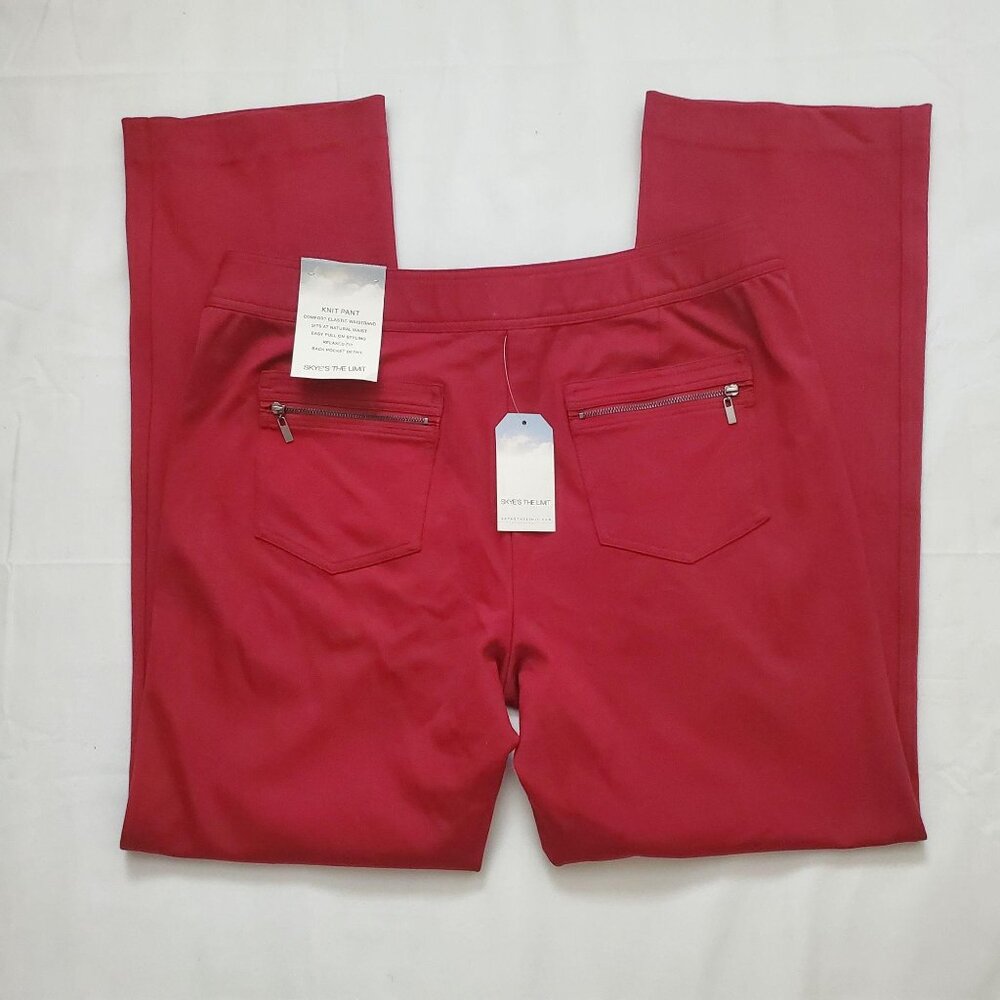 Skye's The Limit Red Back Zip Pockets Pull-On Ponte Pants Women's Size 12 NWT - Picture 3 of 15